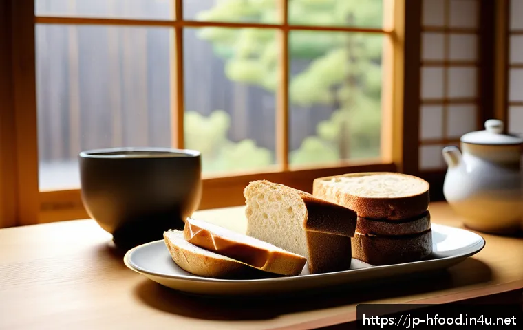 글루텐 프리 빵 브랜드 비교 - A cozy Japanese kitchen scene featuring a variety of gluten-free breads on a wooden table, including...